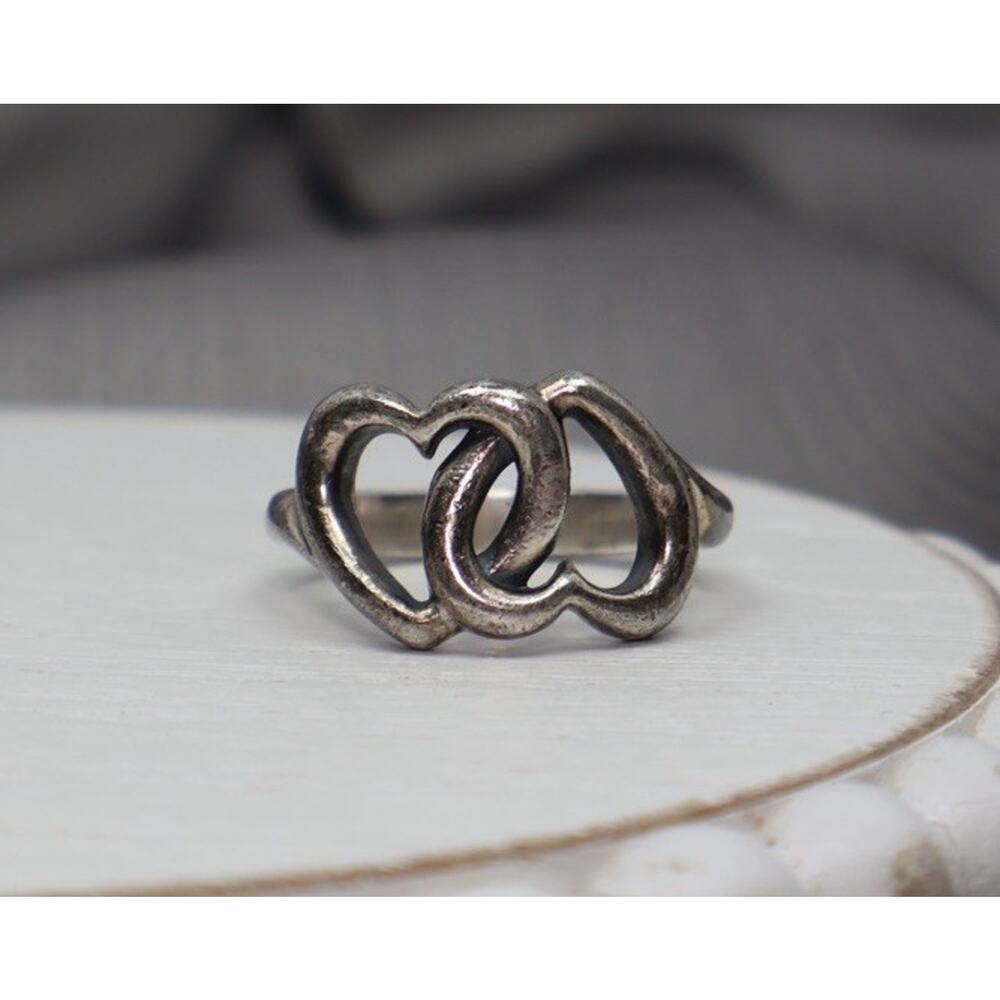 James Avery 925 Linked Hearts Ring Size 7 / 5.38G